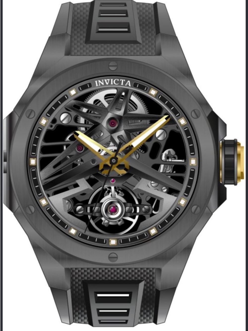 Invicta I-Force Axis 43002 Skeleton Watch Black Gold New 3-Year Warranty